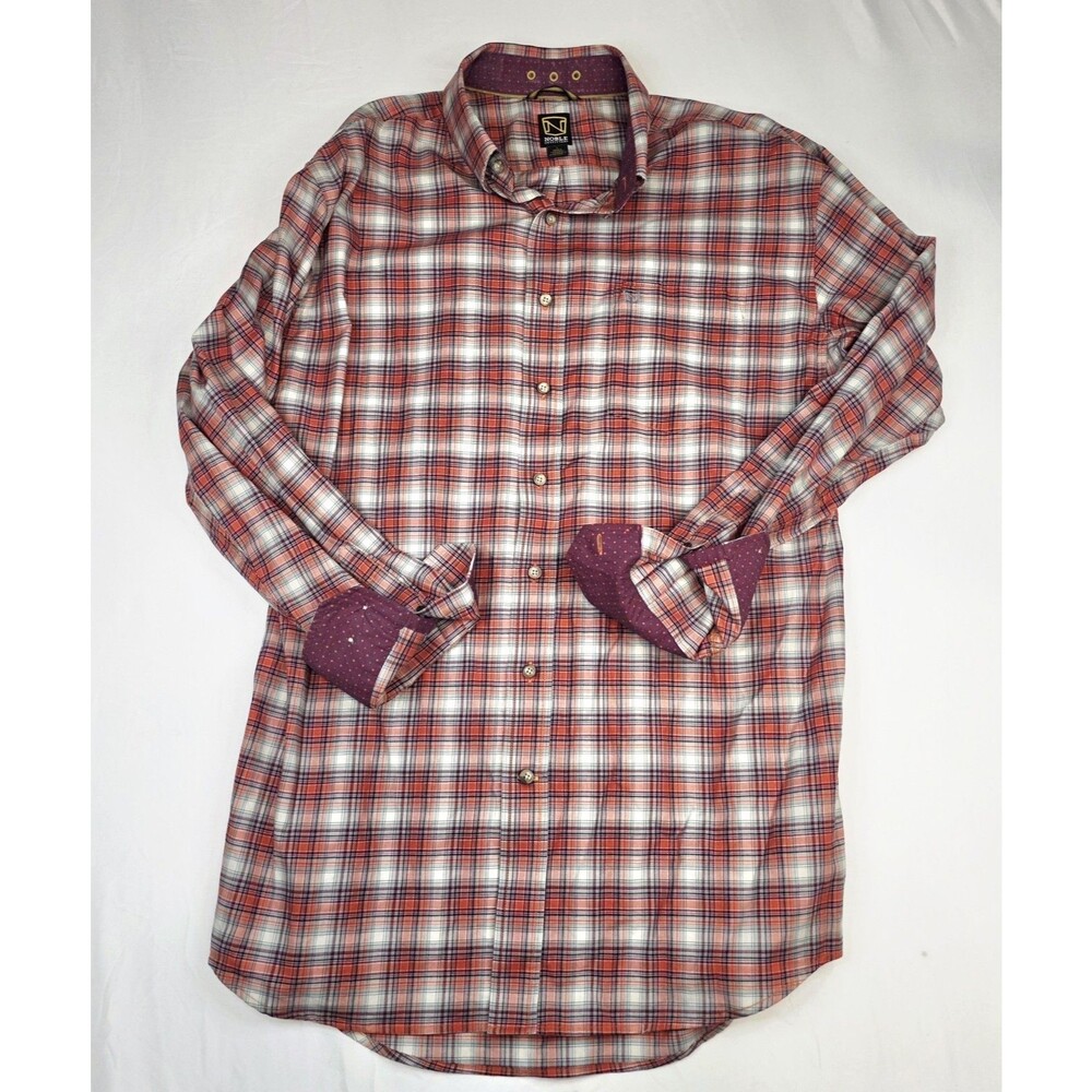 Noble Outfitters Men's Plaid Long-sleeve Button-up Shirt Large